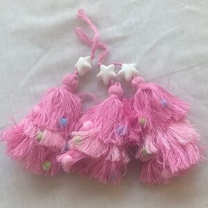 Pink Tassel ornaments with Stars for a girls pink Christmas  or Easter tree.